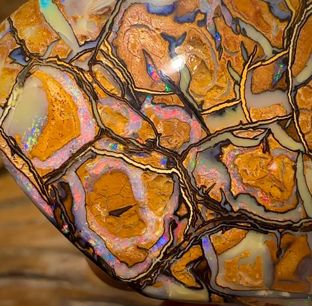 258.9cts - Large Top Tribal Queensland Boulder Art of Opal Style Polished Specimen