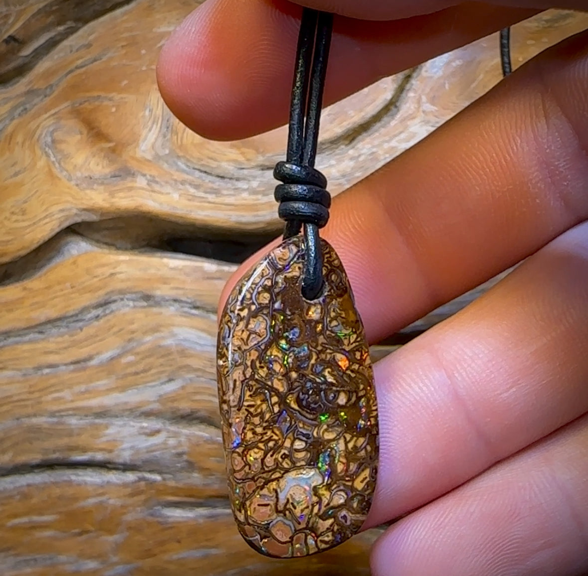 34 x 17mm - “Big City Streets” Drilled Australian Tribal Boulder Opal Necklace