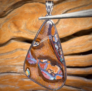 Sterling Silver - Solid Yowah Nut Opal Pendant UNISEX