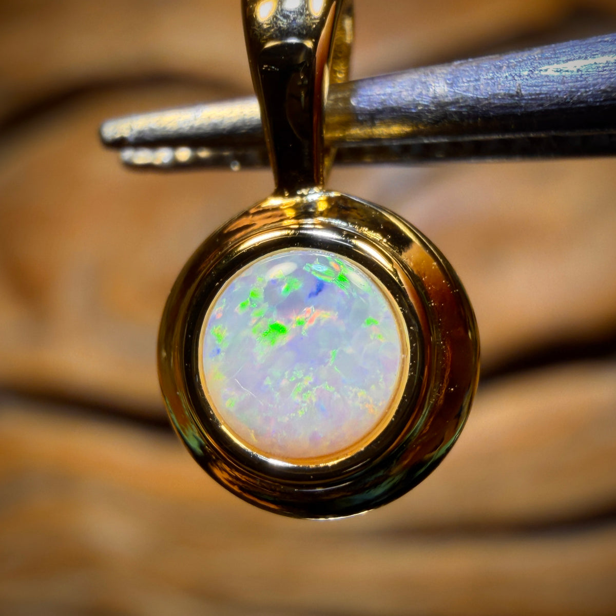 WILDCARD! Sterling Silver Gold Plated - Solid South Australian Crystal Opal Pendant