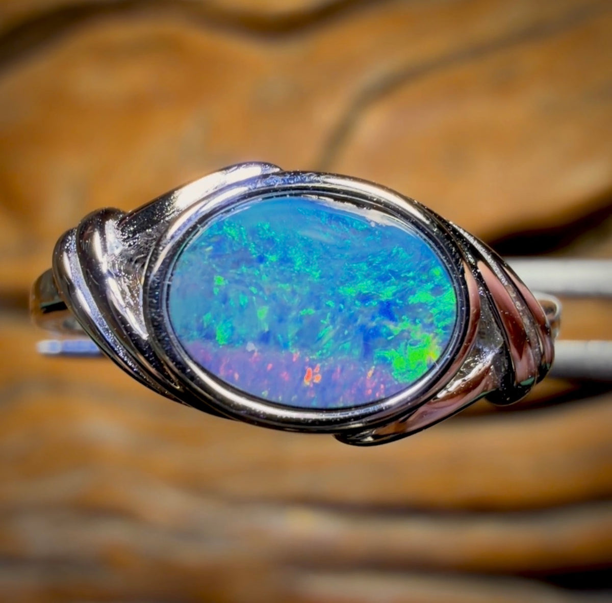 Bague doublet en argent sterling et opale Boulder du Queensland, une excellente affaire