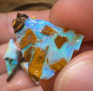 41.6cts - 6x Australian Yowah Golden Green Boulder Crystal Opal Rough Pieces - Opal Whisperers