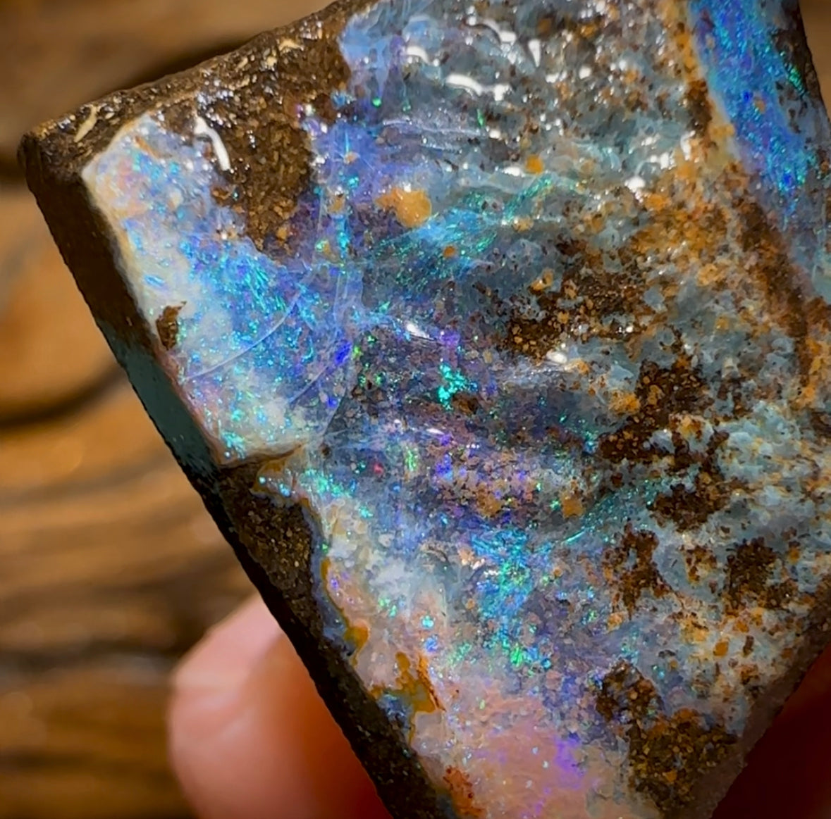 53.8cts - Australian Boulder Opal Rough Preform. Natural Split - Opal Whisperers