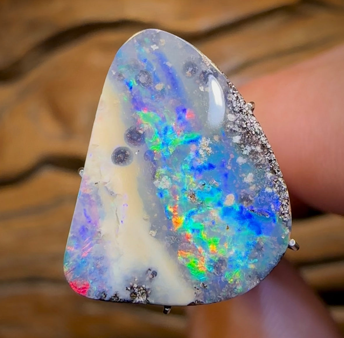7.95cts - Electric Landscape Australian Boulder Seam Opal Picture Stone - Opal Whisperers