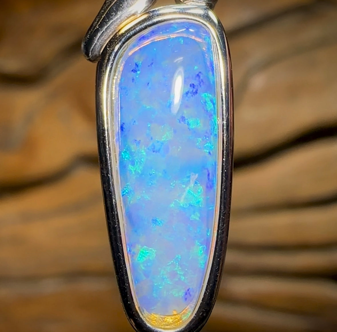 Sterling Silver - Solid South Australian Crystal Opal Pendant - Opal Whisperers