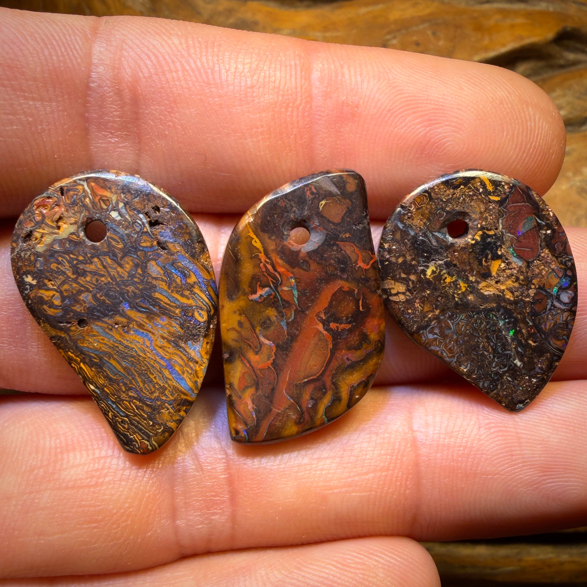 50.9cts - 3x Drilled Queensland Boulder Opals. BARGAIN Wholesale Parcel