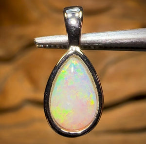 Sterling Silver - Solid South Australian Crystal Opal Pendant - Opal Whisperers