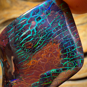 60.1cts - “Snake Skin” Super Cool Pattern Top Tribal very Bright Australian Boulder Opal from Koroit