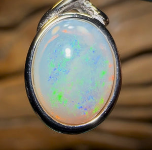 Sterling Silver - Solid South Australian Crystal Opal Pendant - Opal Whisperers