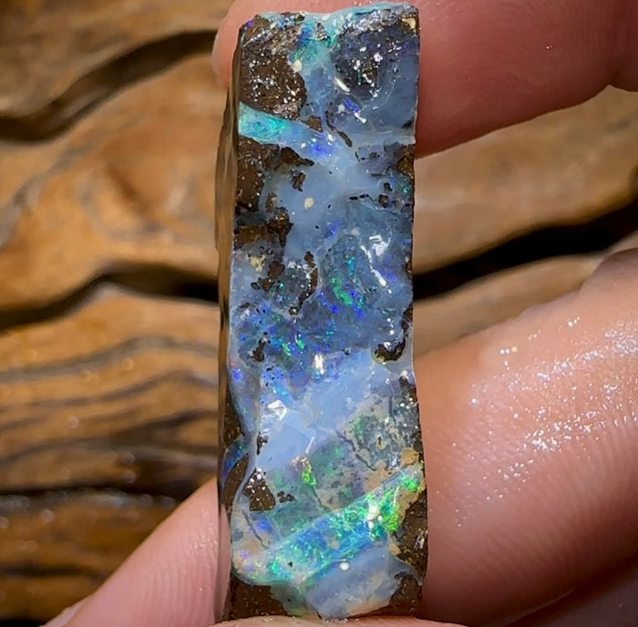 49.5cts - Australian Boulder Opal Rough Preform. Natural Split - Opal Whisperers