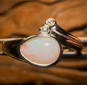 Sterling Silver - South Australian Solid White Opal Ring