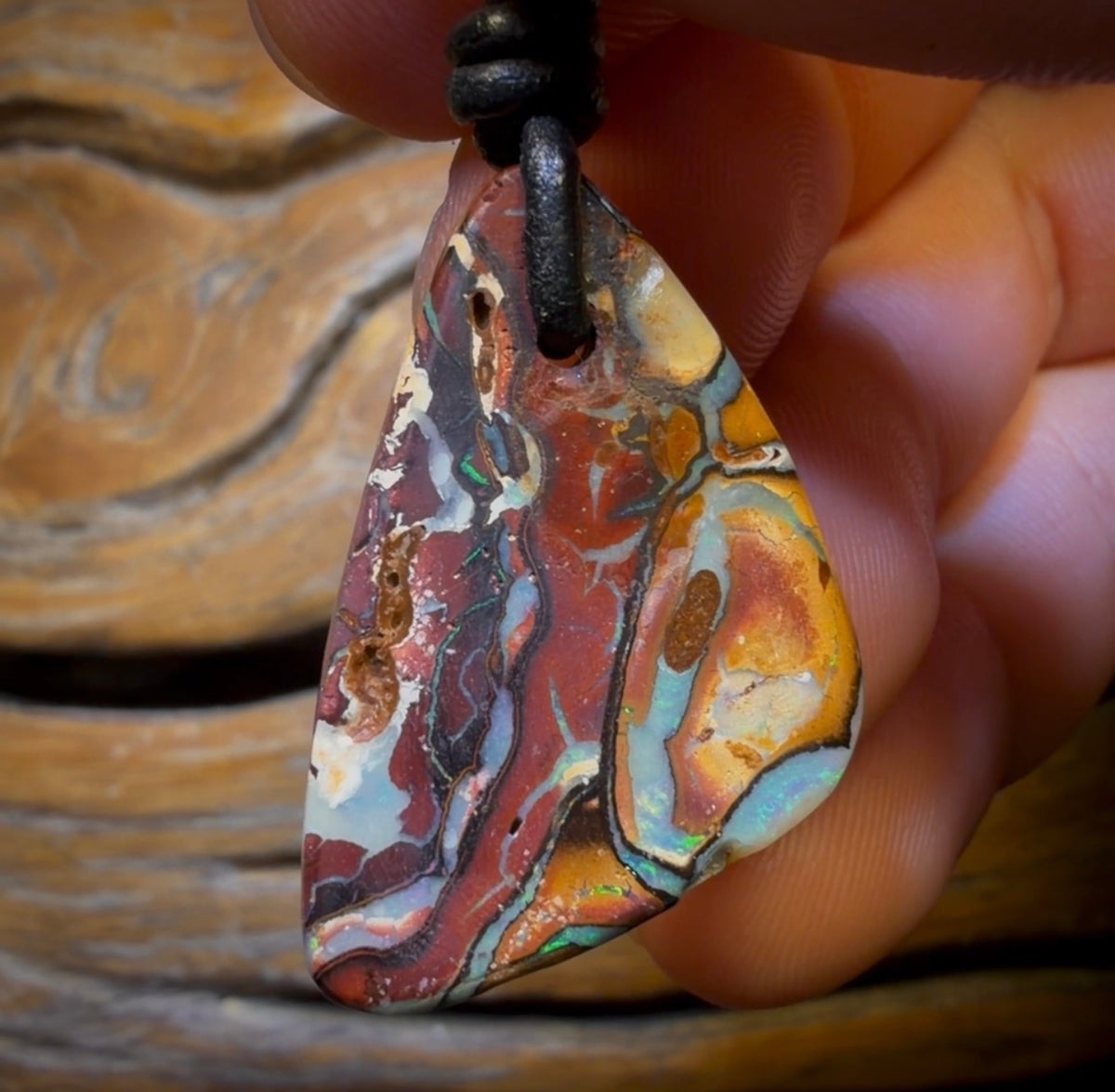 31 x 20mm - Drilled Tribal Queensland Boulder Opal Necklace
