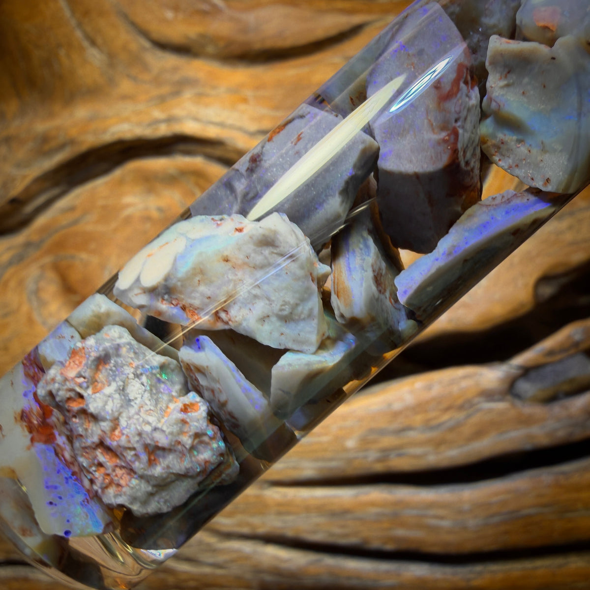 120.9cts - Lightning Ridge Dark Opal Vial