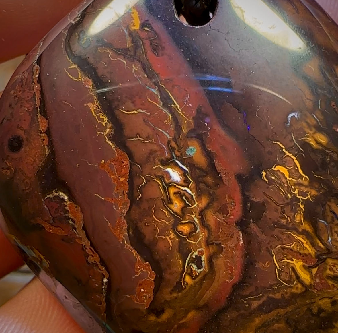 🔨 AUCTION 🔨 No Reserve 47 x 38mm - Large Drilled Boulder Opal Pendant w/ Eco Friendly Vegan Cord