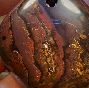 🔨 AUCTION 🔨 No Reserve 47 x 38mm - Large Drilled Boulder Opal Pendant w/ Eco Friendly Vegan Cord