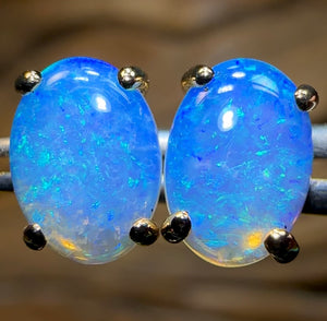 9k Gold - Claw Set Solid South Australian Opal Earrings - Opal Whisperers