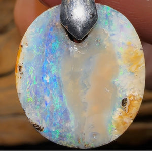 Sterling Silver - Australian Boulder Opal Drilled Pendant - Opal Whisperers