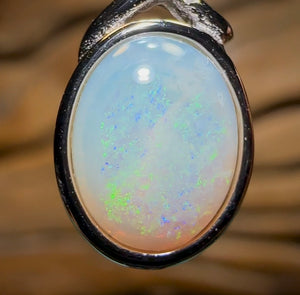 Sterling Silver - Solid South Australian Crystal Opal Pendant - Opal Whisperers