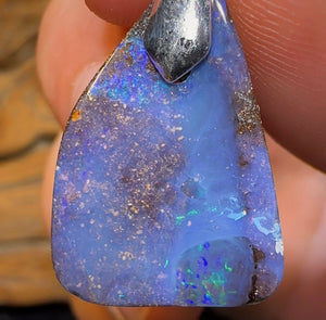 Sterling Silver - Australian Boulder Opal Drilled Pendant - Opal Whisperers