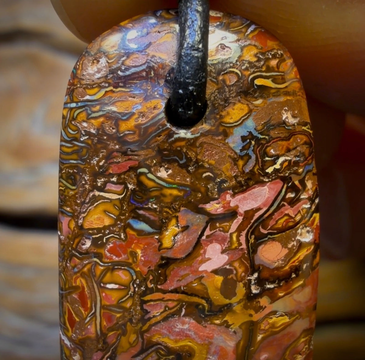 32 x 16mm - Drilled Tribal Boulder Opal Necklace