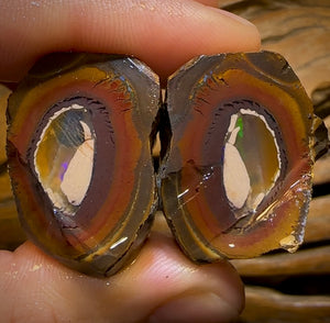 202.4cts - Big Yowah Nut Crystal Centre Rough Pair BARGAIN