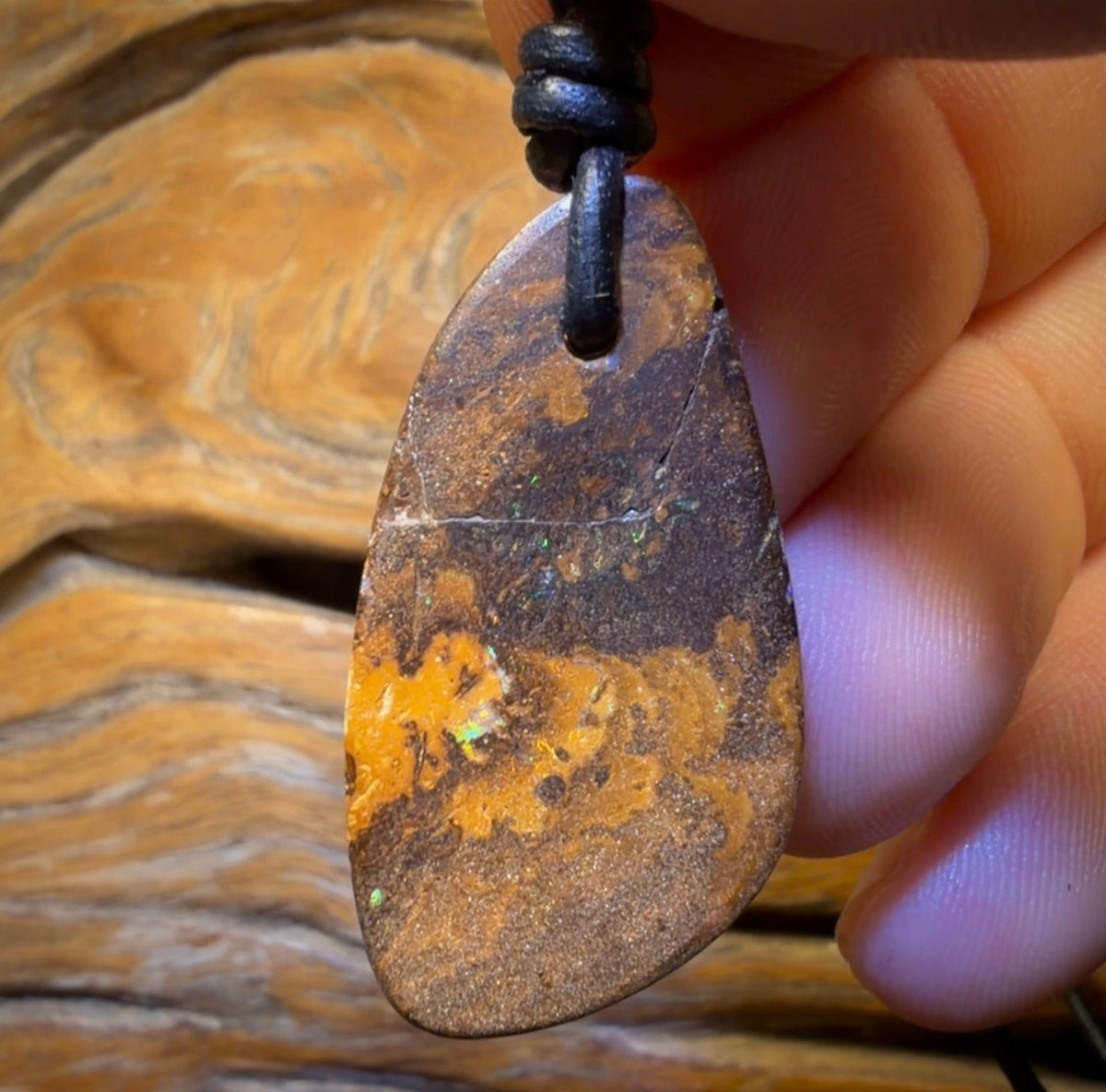 37 x 19mm - “Beach Lagoon” Drilled Queensland Boulder Opal Necklace