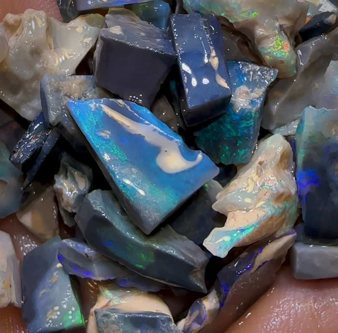 135.2cts - 60+ Lightning Ridge Crystal, Dark and Black Opal Rough Parcel - Opal Whisperers