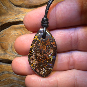 35 x 20mm - Great Pattern Drilled Tribal Queensland Boulder Opal Necklace