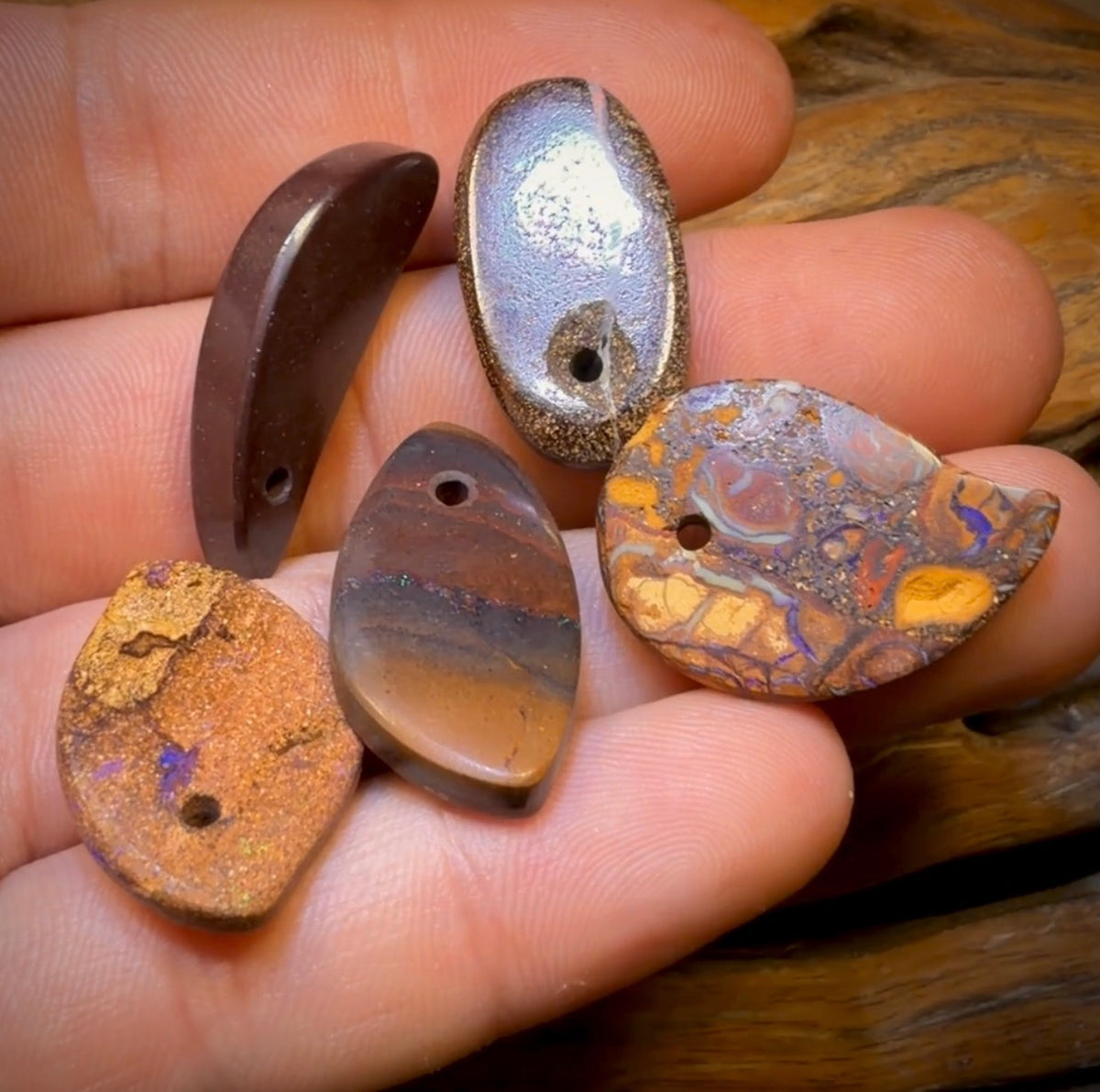 85.9cts - 5x Drilled Queensland Boulder Opals. Wholesale Parcel