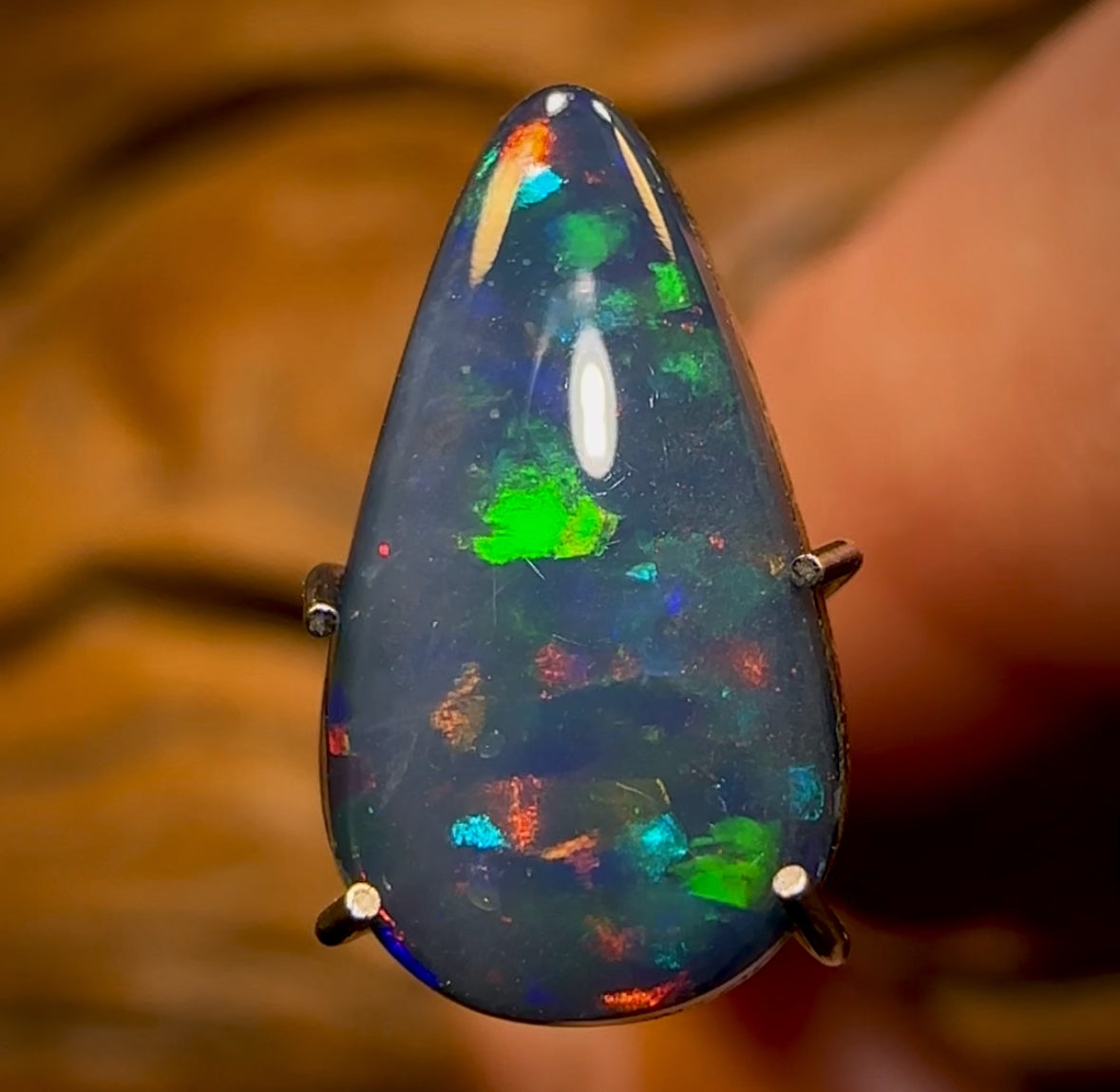 2.25cts - Top Black Teardrop Australian Boulder Opal Doublet