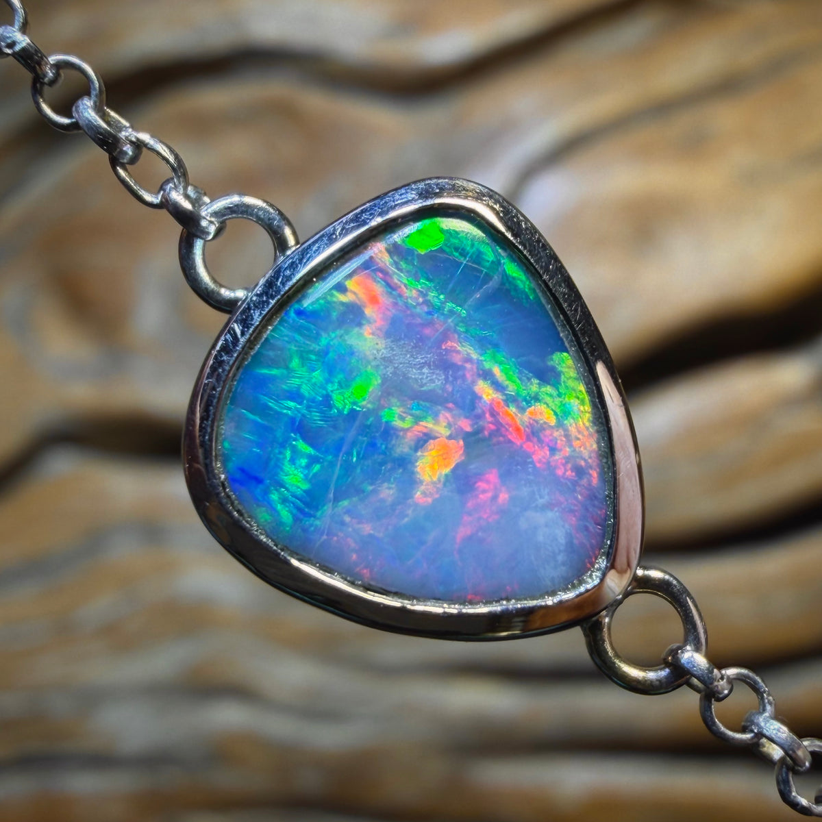 Sterling Silver - Lightning Ridge Doublet Opal Bracelet