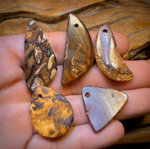 147.3cts - 5x Drilled Queensland Boulder Opals. Wholesale Parcel