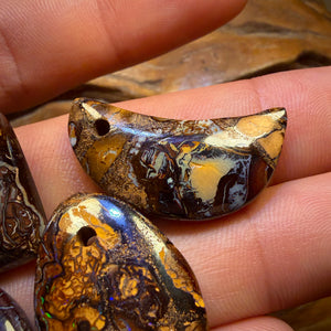 🔒154.2cts - 5x Drilled Tribal Queensland Boulder Opals. BARGAIN Wholesale Parcel
