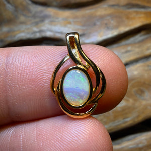 Wild Card! Sterling Silver Gold Plated - Solid South Australian Crystal Opal Pendant