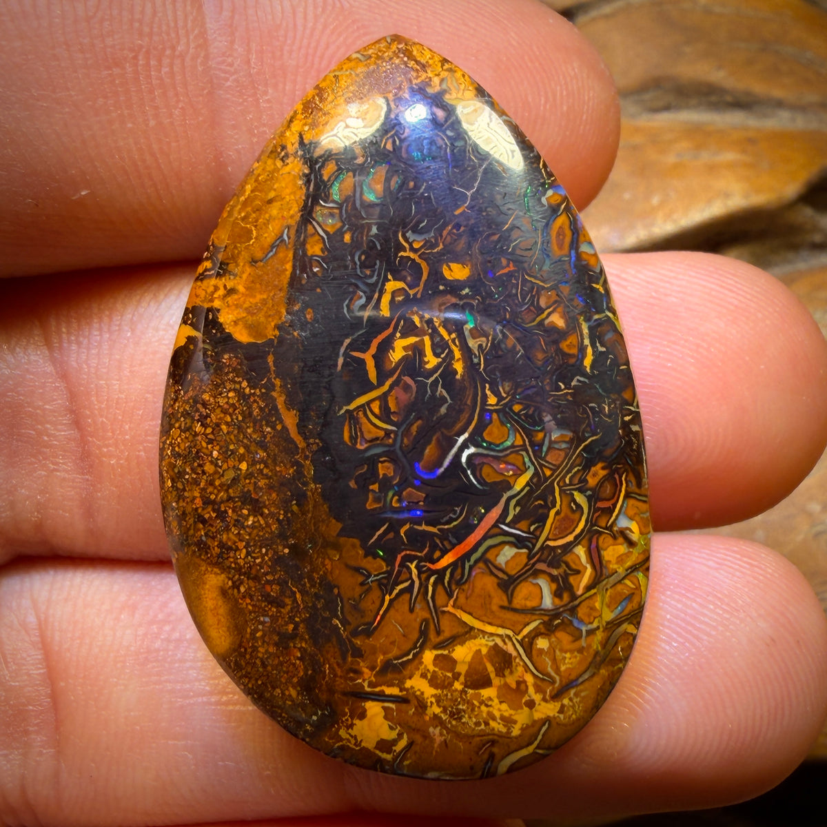 74.4cts - Awesome Tribal Yowah Nut Opal. Australian Opal Picture Stone