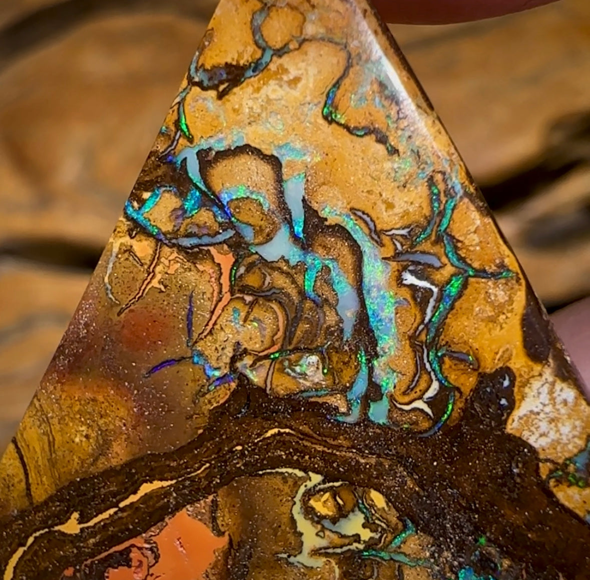 51.2cts - “Tribal Triangle 2”Queensland Boulder Opal from Yowah