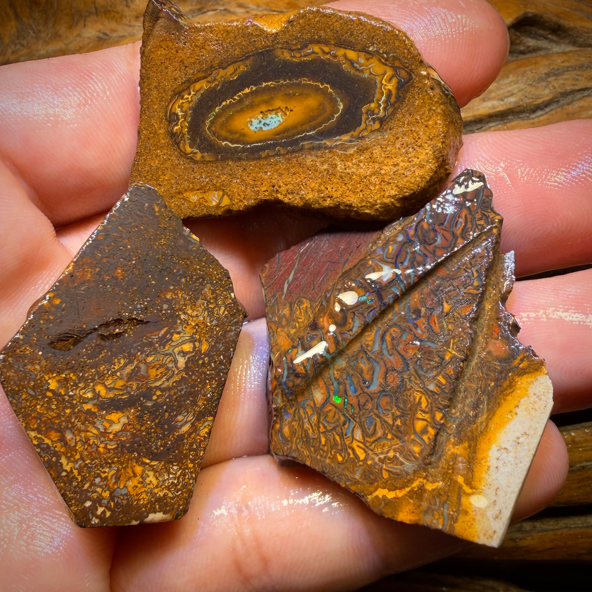 236,4 ct – 3x Yowah-Nuss Rohopal-Paket. Australischer Opal (1 $/ct Kristallzentrum und Stammesmuster)