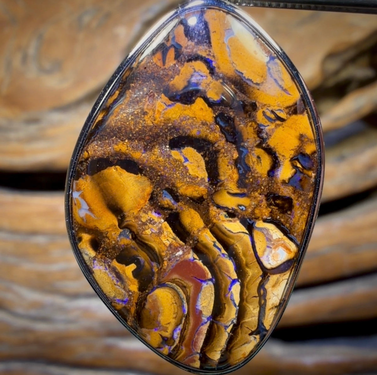 Sterling Silver - Solid Tribal Boulder Opal Pendant UNISEX Bargain