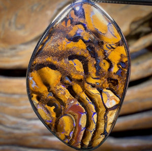 Sterling Silver - Solid Tribal Boulder Opal Pendant UNISEX Bargain