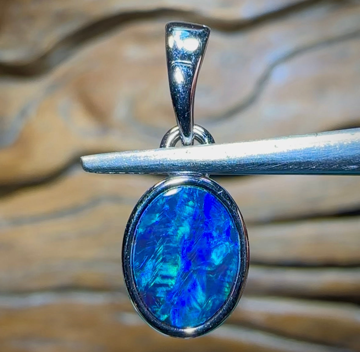 Sterling Silver - Australian Boulder Opal Doublet Pendant - Opal Whisperers
