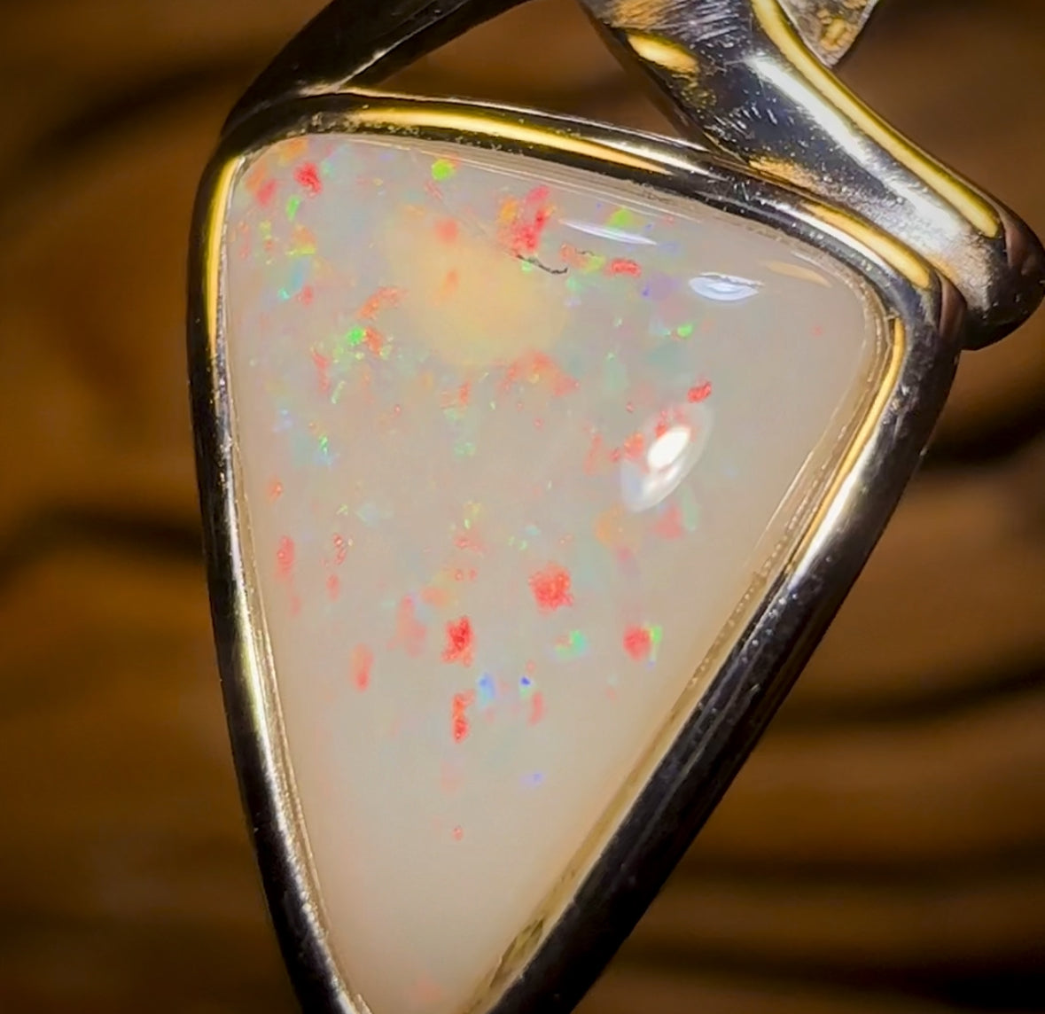 Sterling Silver - Solid South Australian White Opal Pendant