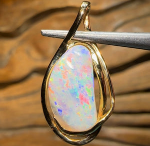 18k Gold - Solid Fossil Pippy Shell Opal Pendant - Opal Whisperers