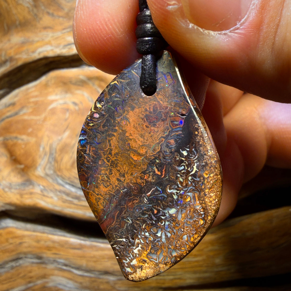 36 x 23mm - Drilled Tribal Queensland Boulder Opal Necklace