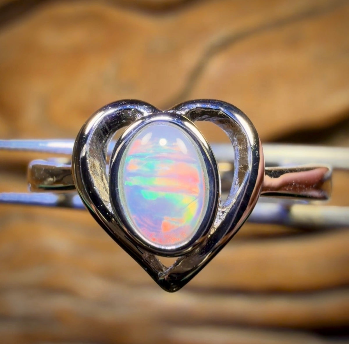 Bague en argent sterling avec opale de cristal d'Australie du Sud