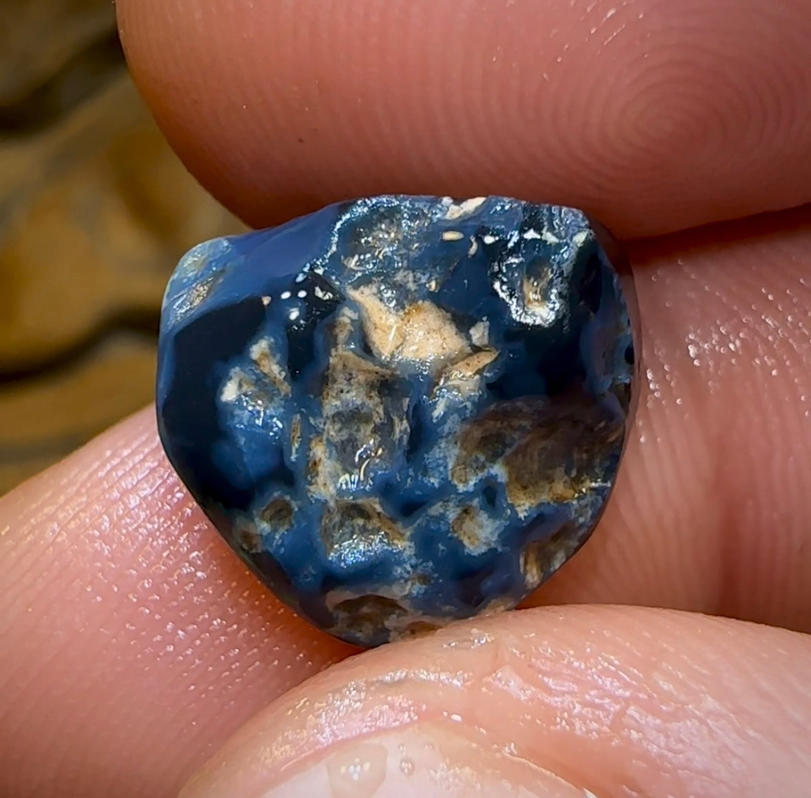 6.3cts - Lightning Ridge Top Color Black Opal Rough Piece. CARVING MATERIAL - Opal Whisperers