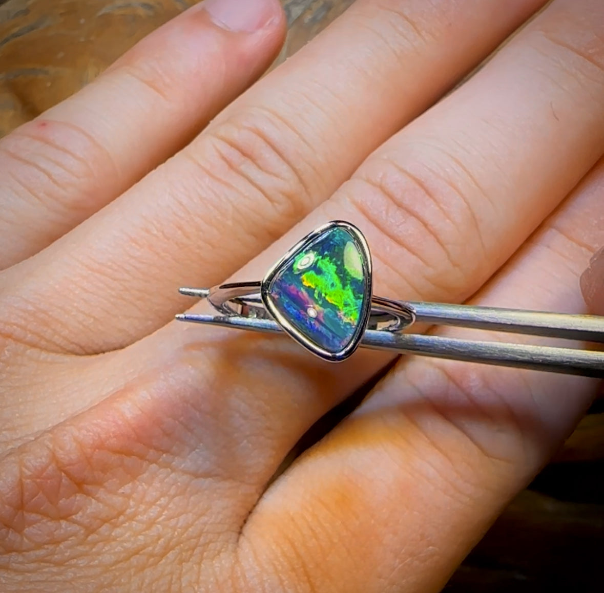 Sterling Silver - Queensland Boulder Opal Doublet Ring