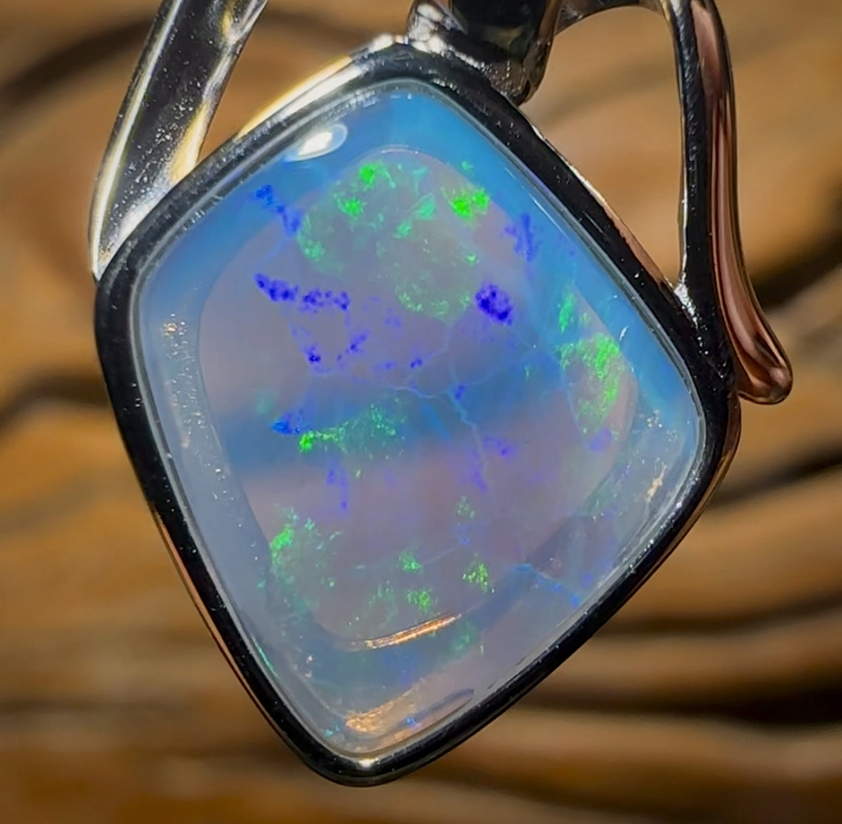 Sterling Silver - Solid South Australian Crystal Opal Pendant