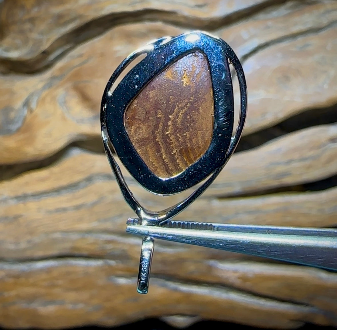 14k White Gold - TOP Australian Boulder Opal Doublet Pendant Large Size - Opal Whisperers