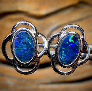 14k White Gold - Queensland Boulder Doublet Earrings