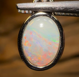 Sterling Silver - Solid South Australian Crystal Opal Pendant - Opal Whisperers